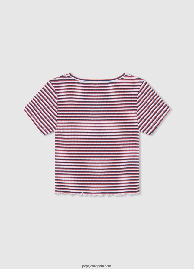 chica camiseta de canalé con estampado de rayas Pepe Jeans 44JTZ1466 océano - Imagen 2
