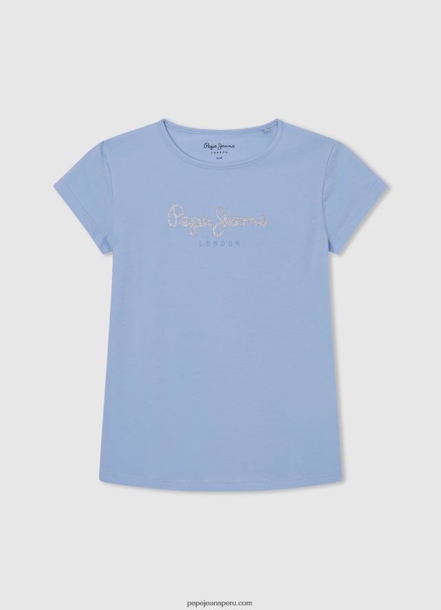 chica camiseta de canalé con estampado de rayas Pepe Jeans 44JTZ1466 océano - Imagen 4