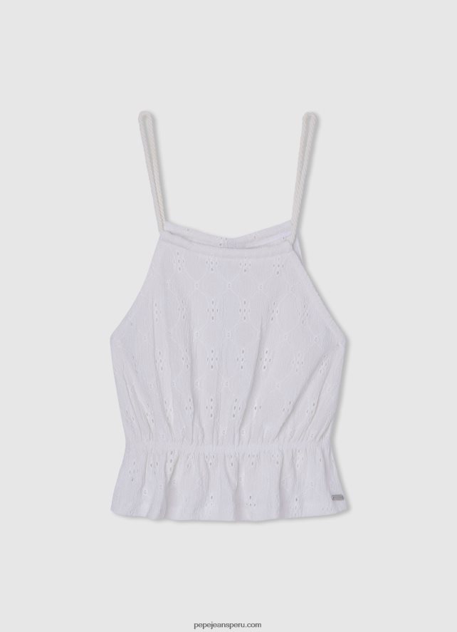 chica camiseta sin mangas con detalles calados Pepe Jeans 44JTZ1438 mousse - Imagen 1