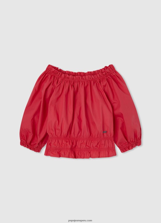 chica playera con logo de strass Pepe Jeans 44JTZ1450 estudio rojo - Imagen 5
