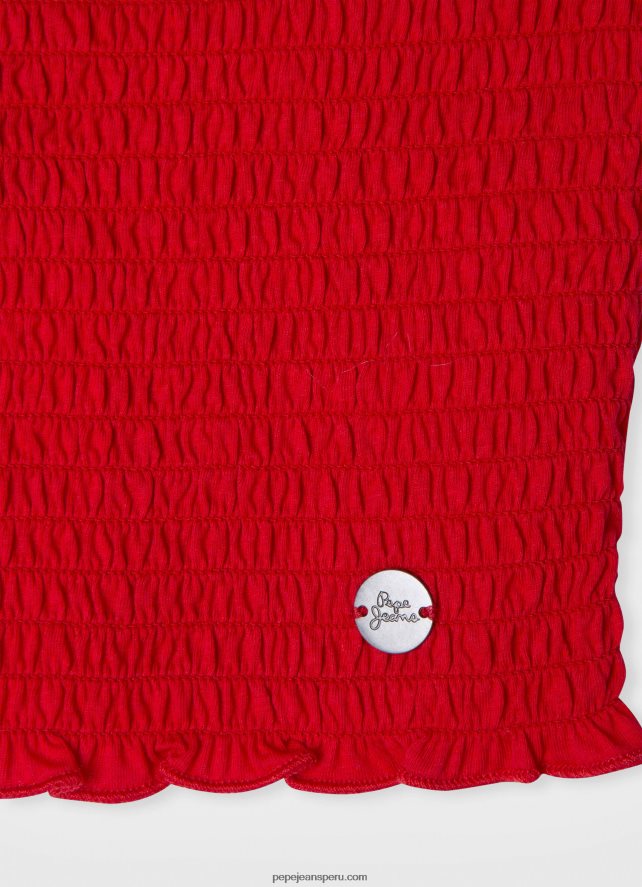 chica top fruncido de manga corta Pepe Jeans 44JTZ1424 rojo - Imagen 3