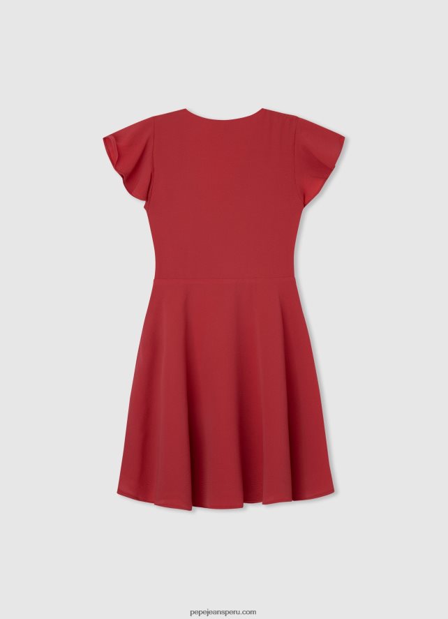 chica vestido de crepe con escote cruzado Pepe Jeans 44JTZ1374 estudio rojo - Imagen 2