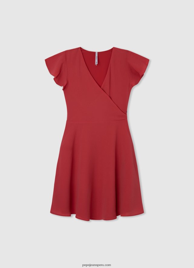 chica vestido de crepe con escote cruzado Pepe Jeans 44JTZ1374 estudio rojo - Imagen 1