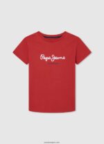 chico camiseta básica con logo Pepe Jeans 44JTZ1625 estudio rojo