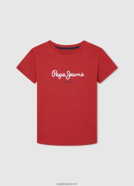 chico camiseta básica con logo Pepe Jeans 44JTZ1625 estudio rojo