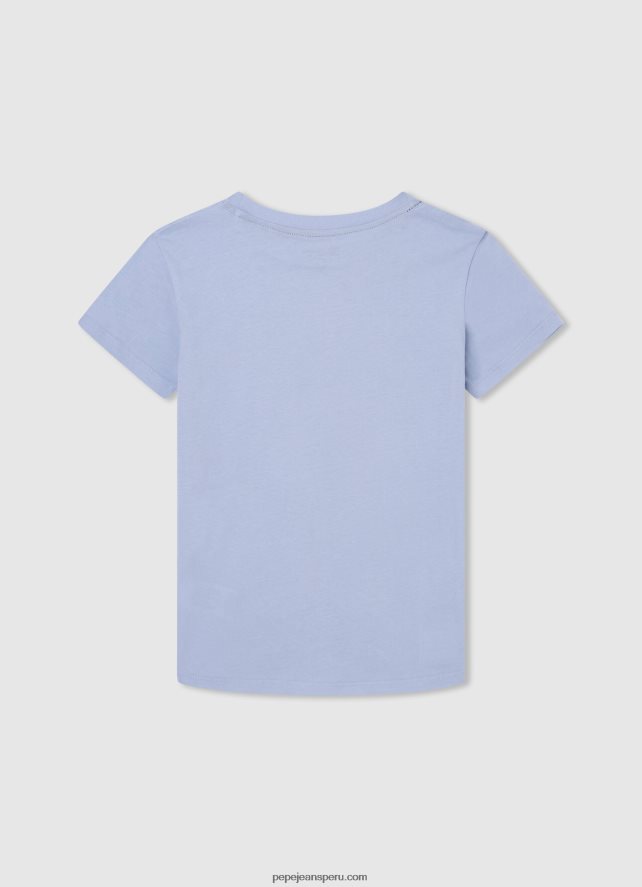 chico camiseta básica con logo Pepe Jeans 44JTZ1637 blanqueador azul - Imagen 2