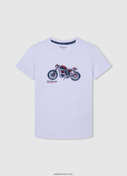 chico camiseta con estampado de motos Pepe Jeans 44JTZ1644 blanco