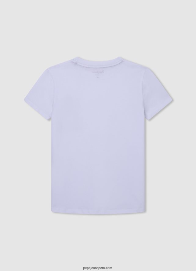 chico camiseta de algodón con cabina telefónica Pepe Jeans 44JTZ1654 blanco - Imagen 2