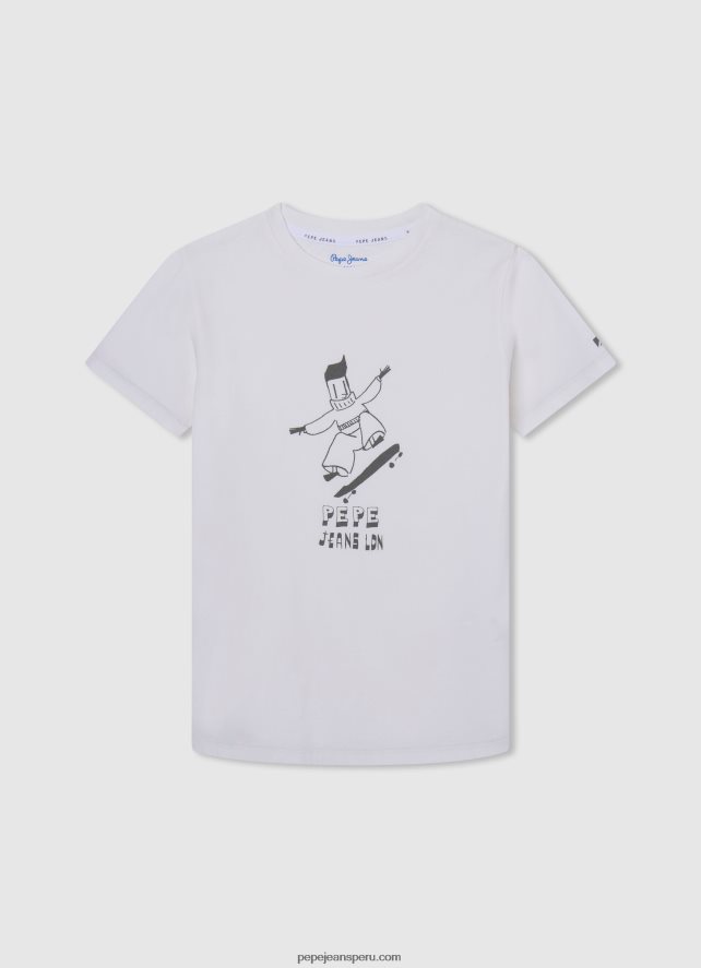 chico camiseta de algodón con cabina telefónica Pepe Jeans 44JTZ1654 blanco - Imagen 3