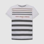 chico playera con estampado de rayas Pepe Jeans 44JTZ1645 blanquecino