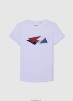 chico playera con logo de bandera Pepe Jeans 44JTZ1606 blanco