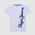 chico playera con logo vertical Pepe Jeans 44JTZ1618 blanco