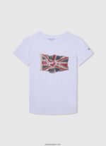 chico playera con logo y bandera Pepe Jeans 44JTZ1609 blanco - Imagen 3