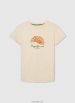 chico playera con logo y efecto desgastado Pepe Jeans 44JTZ1615 Marfil