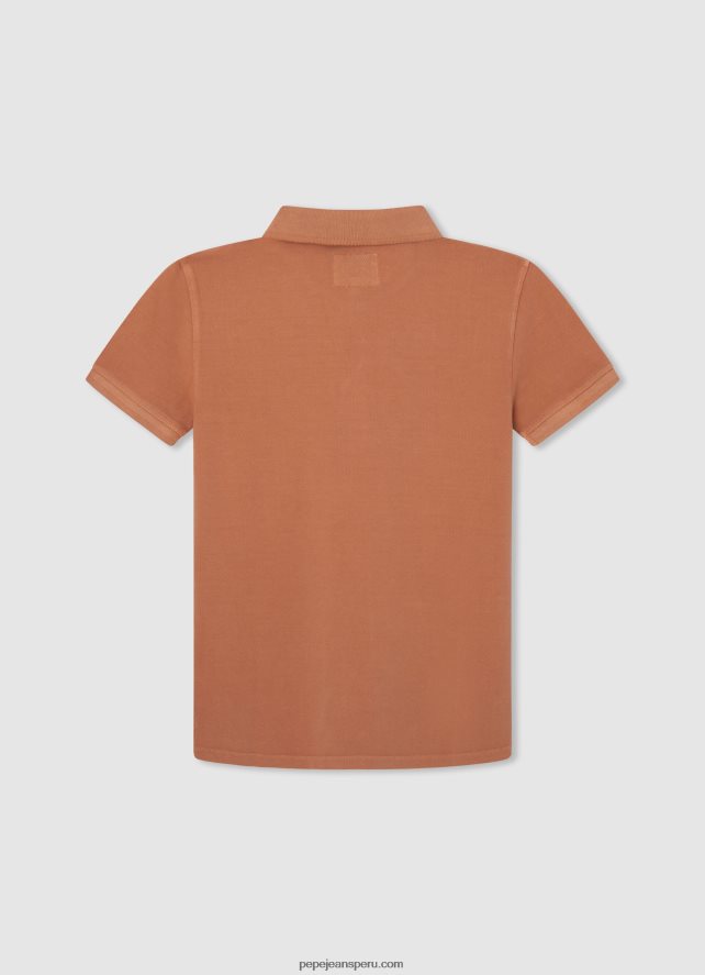 chico polo de piqué con logo bordado Pepe Jeans 44JTZ1657 calabaza naranja - Imagen 2