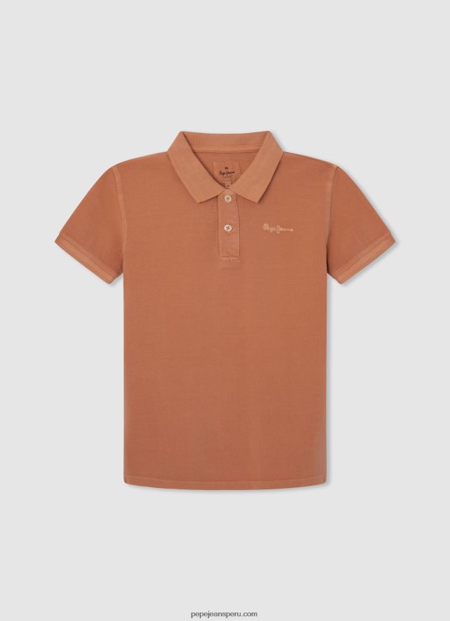 chico polo de piqué con logo bordado Pepe Jeans 44JTZ1657 calabaza naranja - Imagen 1