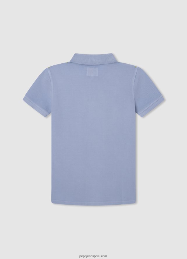 chico polo de piqué con logo bordado Pepe Jeans 44JTZ1658 blanqueador azul - Imagen 2