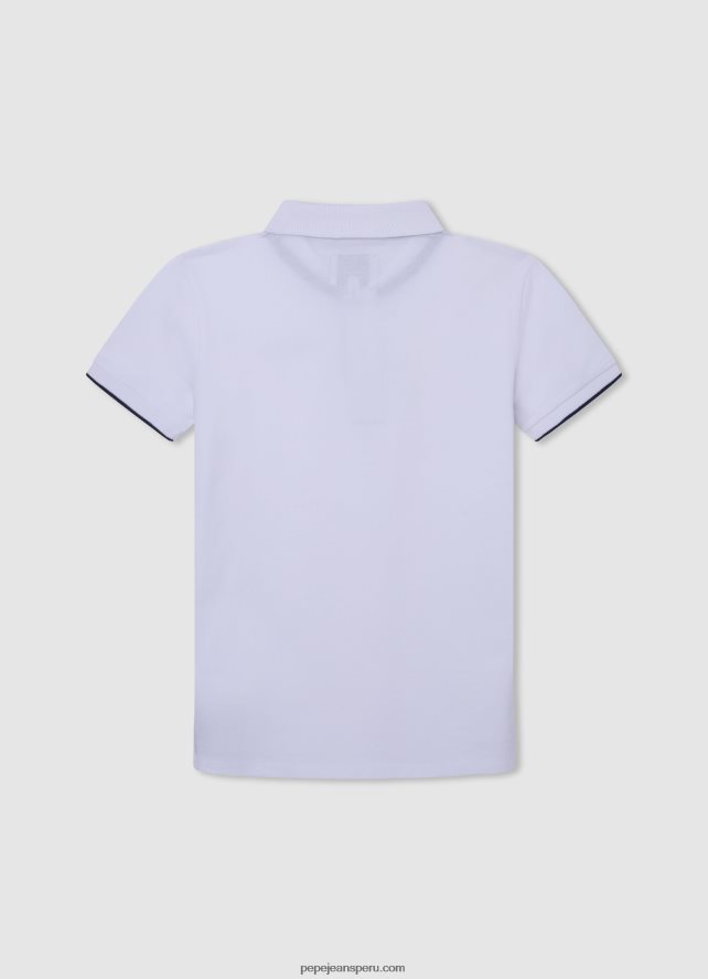chico polo de piqué con logo bordado Pepe Jeans 44JTZ1661 blanco - Imagen 2
