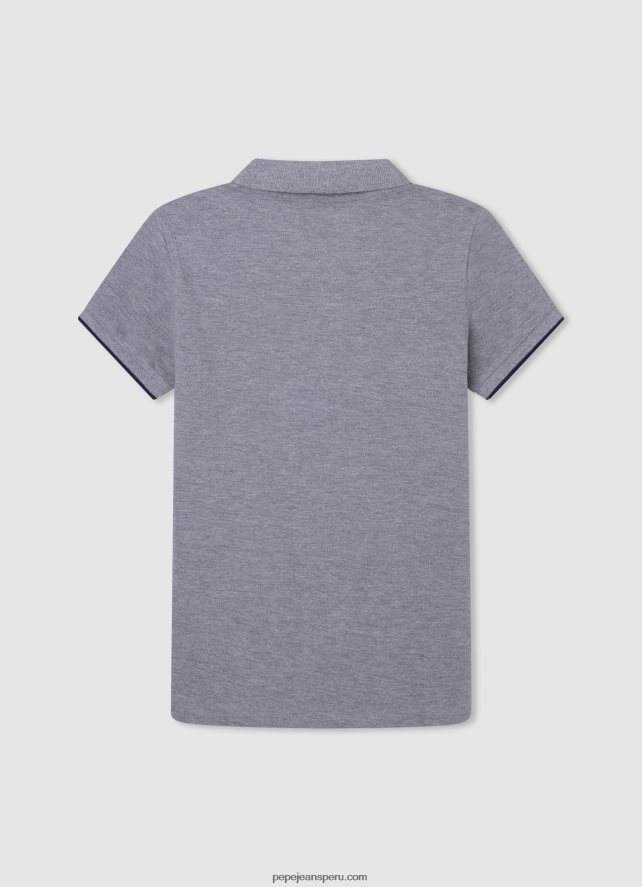 chico polo de piqué con logo bordado Pepe Jeans 44JTZ1666 gris marga - Imagen 2