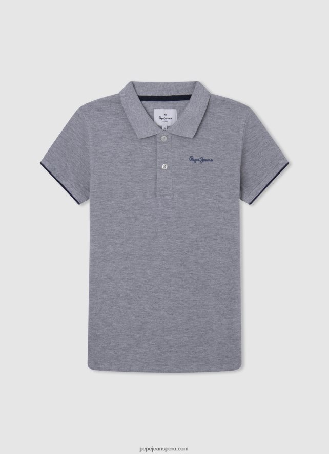 chico polo de piqué con logo bordado Pepe Jeans 44JTZ1666 gris marga - Imagen 1