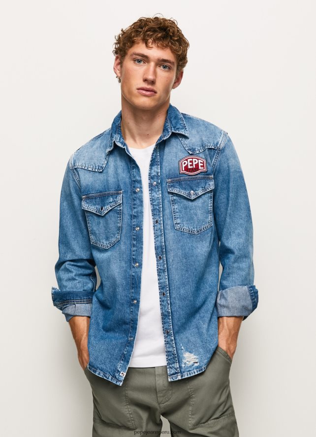 hombres camisa de mezclilla de corte estándar Noah Pepe Jeans 44JTZ1049 mezclilla - Imagen 2