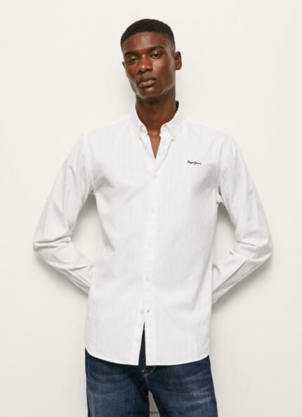 hombres camisa dobby a rayas lisselton Pepe Jeans 44JTZ1064 blanco