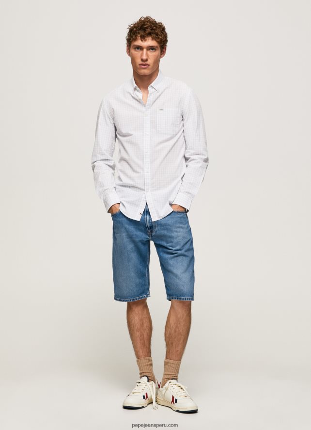 hombres camisa larry slim fit de popelina Pepe Jeans 44JTZ1028 blanqueador azul - Imagen 2