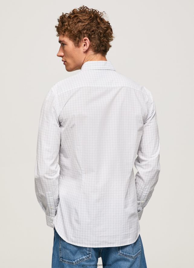 hombres camisa larry slim fit de popelina Pepe Jeans 44JTZ1028 blanqueador azul - Imagen 4