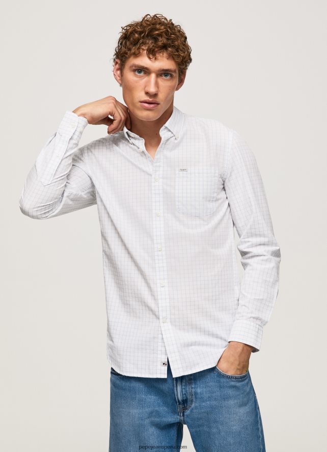 hombres camisa larry slim fit de popelina Pepe Jeans 44JTZ1028 blanqueador azul - Imagen 1