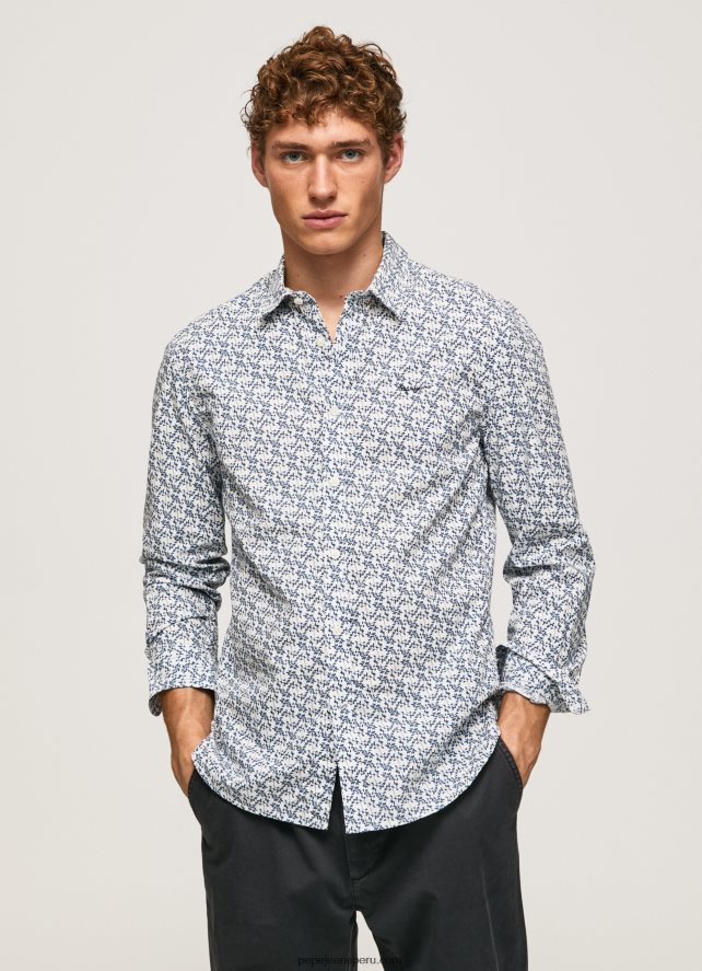 hombres camisa lou slim fit de popelina Pepe Jeans 44JTZ1070 blanco - Imagen 1