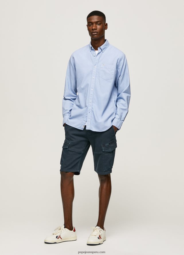 hombres camisa oxford de corte regular fabio Pepe Jeans 44JTZ1027 blanqueador azul - Imagen 2