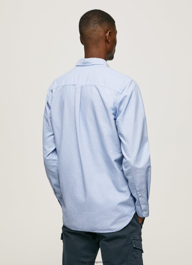 hombres camisa oxford de corte regular fabio Pepe Jeans 44JTZ1027 blanqueador azul - Imagen 4