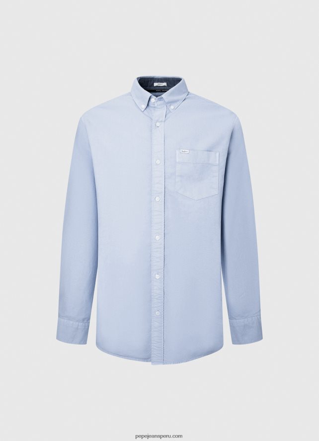 hombres camisa oxford de corte regular fabio Pepe Jeans 44JTZ1027 blanqueador azul - Imagen 5