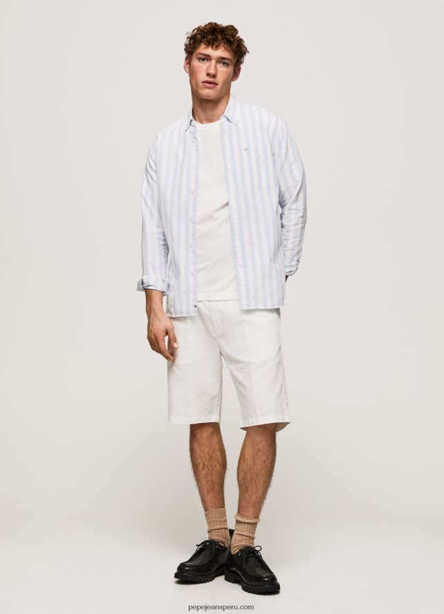 hombres camisa oxford slim a rayas lucius Pepe Jeans 44JTZ1026 blanqueador azul - Imagen 3
