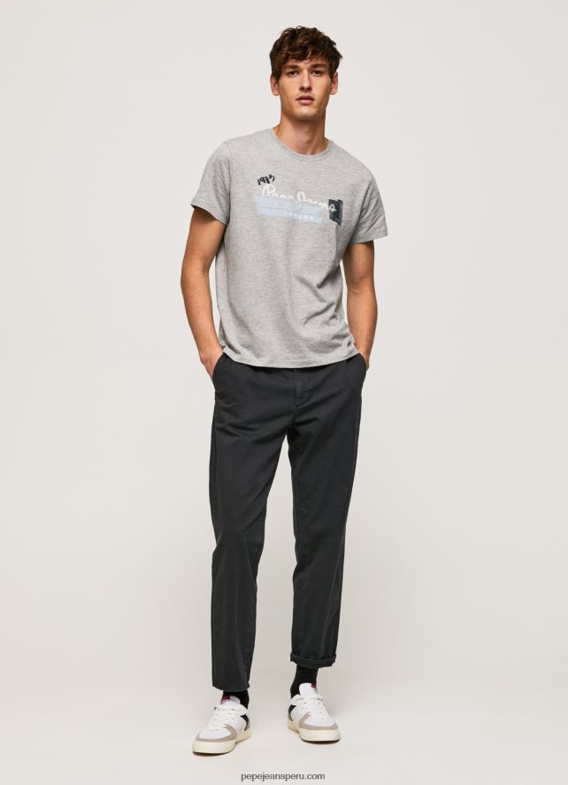 hombres camiseta de algodón con logo de pinceles Pepe Jeans 44JTZ931 gris marga - Imagen 2