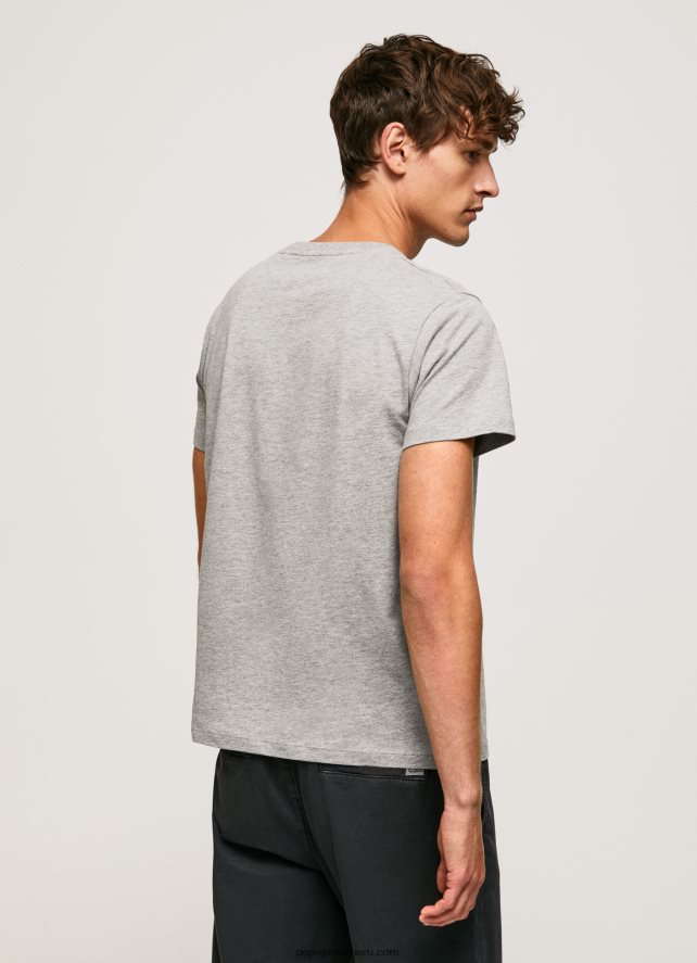 hombres camiseta de algodón con logo de pinceles Pepe Jeans 44JTZ931 gris marga - Imagen 4