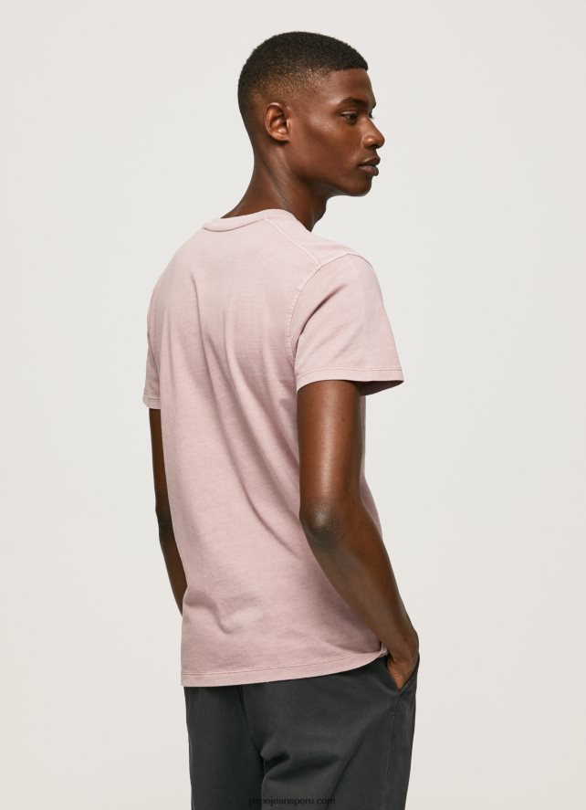 hombres camiseta de algodón lavado y teñido Pepe Jeans 44JTZ928 lejía rosa - Imagen 4