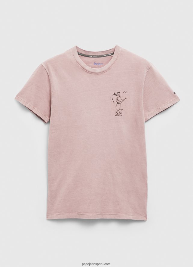 hombres camiseta de algodón lavado y teñido Pepe Jeans 44JTZ928 lejía rosa - Imagen 5