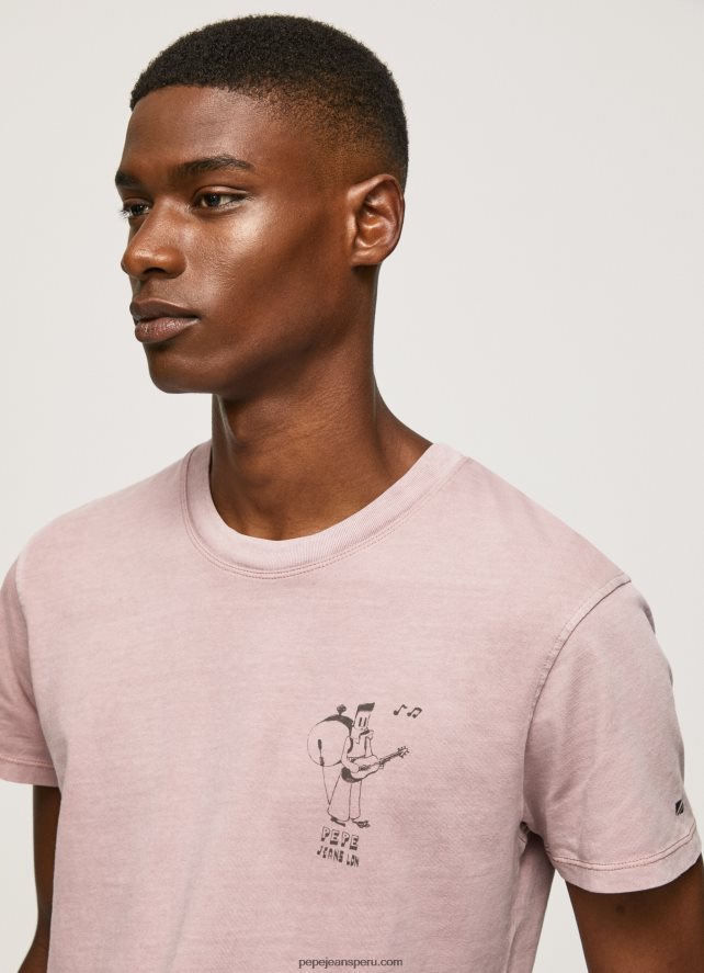 hombres camiseta de algodón lavado y teñido Pepe Jeans 44JTZ928 lejía rosa - Imagen 1