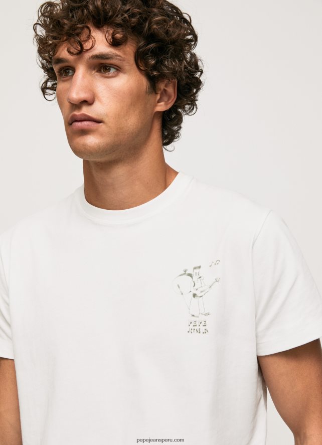 hombres camiseta de algodón lavado y teñido Pepe Jeans 44JTZ942 blanco - Imagen 3