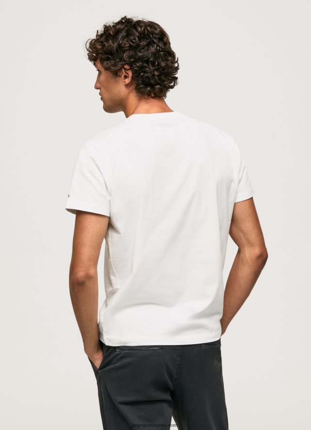 hombres camiseta de algodón lavado y teñido Pepe Jeans 44JTZ942 blanco - Imagen 4