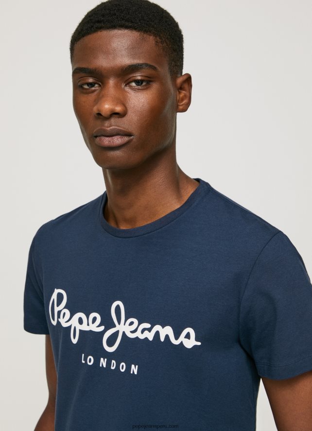 hombres camiseta de manga corta de algodón Pepe Jeans 44JTZ1005 Armada - Imagen 2