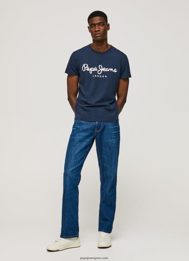 hombres camiseta de manga corta de algodón Pepe Jeans 44JTZ1005 Armada - Imagen 3
