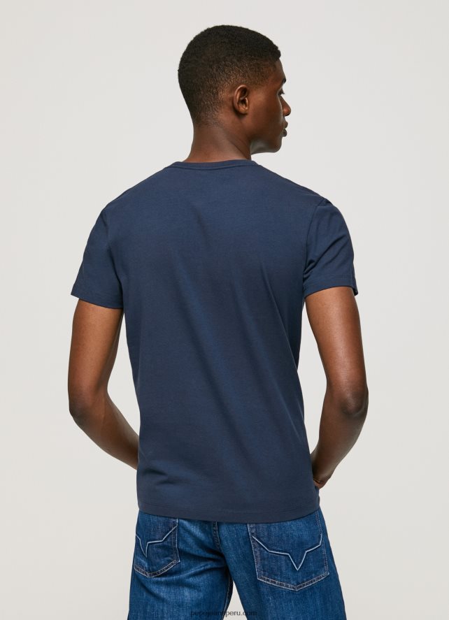 hombres camiseta de manga corta de algodón Pepe Jeans 44JTZ1005 Armada - Imagen 5