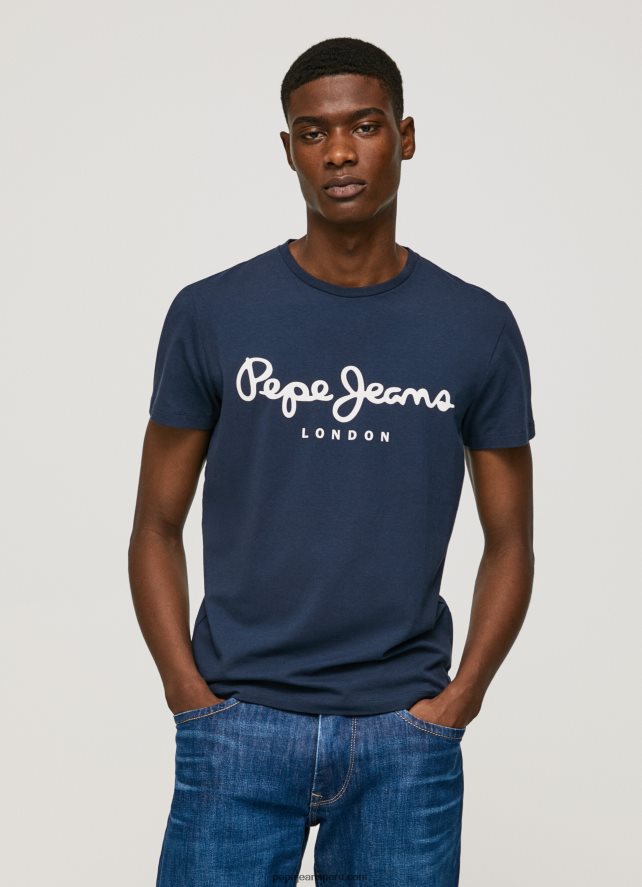 hombres camiseta de manga corta de algodón Pepe Jeans 44JTZ1005 Armada - Imagen 1
