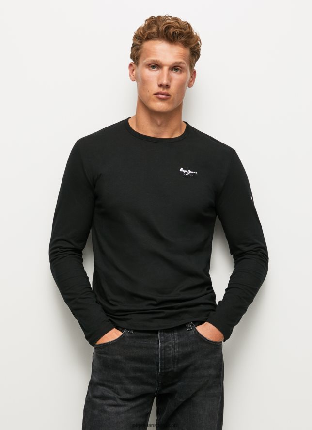 hombres camiseta de manga larga de algodón Pepe Jeans 44JTZ1008 negro - Imagen 3