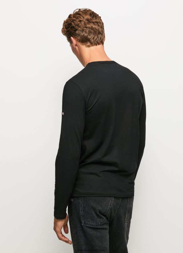 hombres camiseta de manga larga de algodón Pepe Jeans 44JTZ1008 negro - Imagen 4