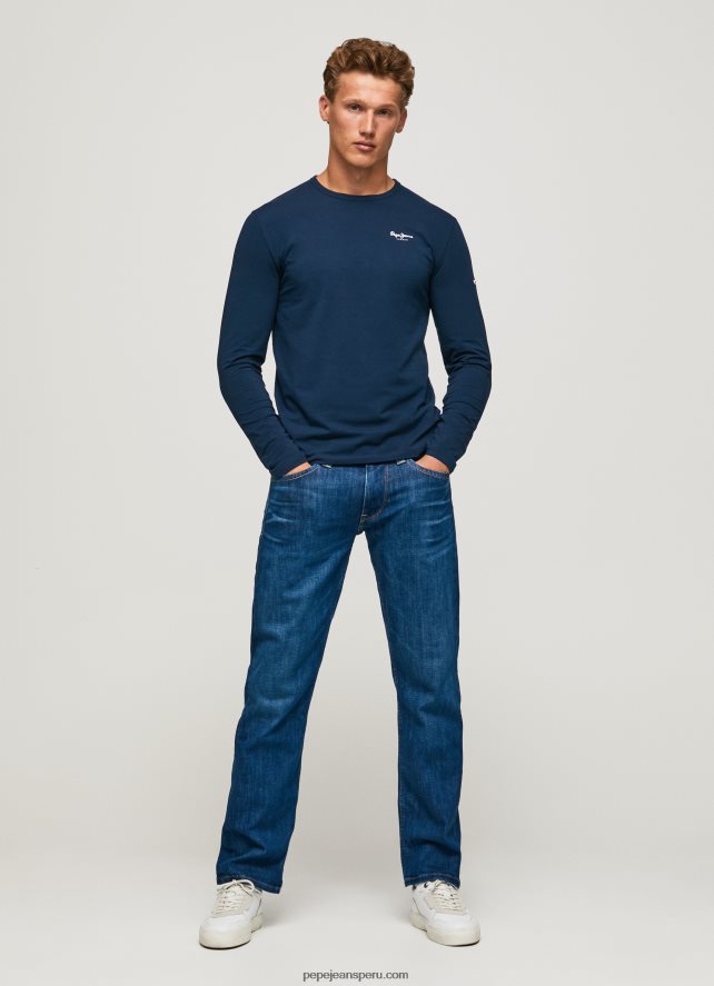 hombres camiseta de manga larga de algodón Pepe Jeans 44JTZ1009 Armada - Imagen 2