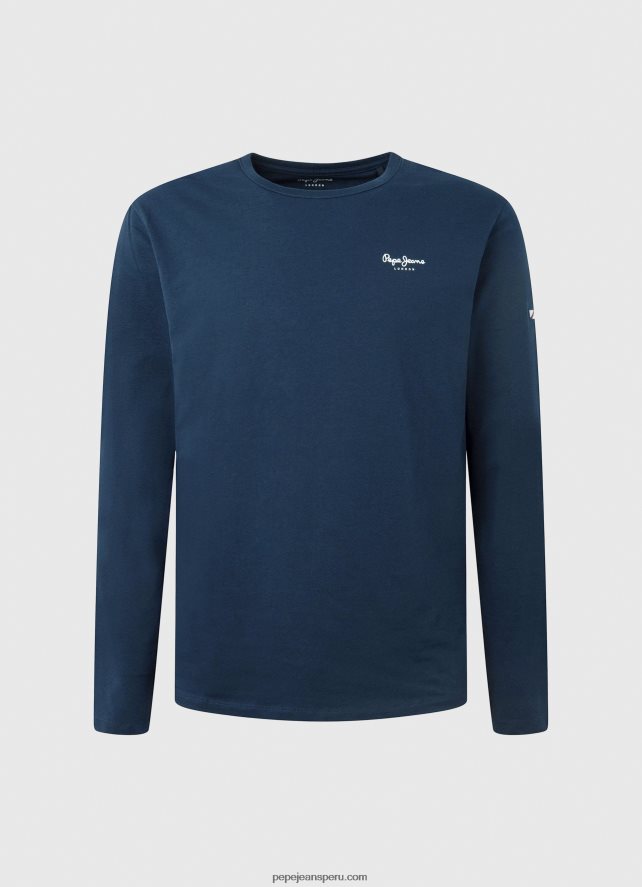 hombres camiseta de manga larga de algodón Pepe Jeans 44JTZ1009 Armada - Imagen 5