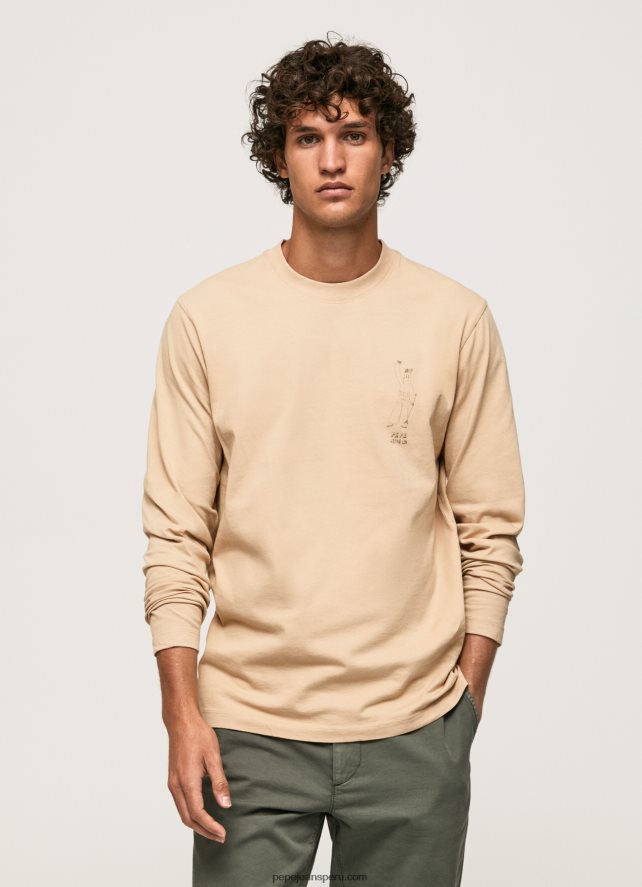 hombres camiseta de manga larga de algodón Pepe Jeans 44JTZ913 piedra - Imagen 2
